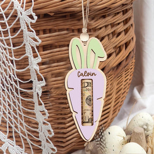Personalized Easter Tag, Carrot Money Holder, Easter Carrot Tag, Easter Money Holder, Easter Cash Gift, Bunny Ear Tag, Kid Easter Gift