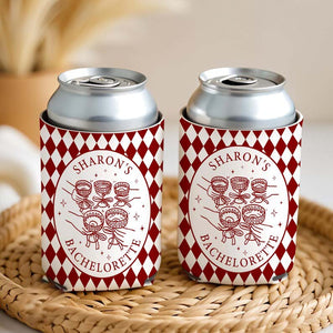Custom Retro Bachelorette Can Cooler, Casino Style Bachelorette Party Can Holder, Luxury Bach Weekend Drink Sleeves, Bridal Party Gifts