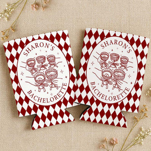 Custom Retro Bachelorette Can Cooler, Casino Style Bachelorette Party Can Holder, Luxury Bach Weekend Drink Sleeves, Bridal Party Gifts