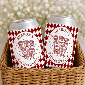 Custom Retro Bachelorette Can Cooler, Casino Style Bachelorette Party Can Holder, Luxury Bach Weekend Drink Sleeves, Bridal Party Gifts