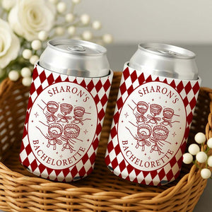 Custom Retro Bachelorette Can Cooler, Casino Style Bachelorette Party Can Holder, Luxury Bach Weekend Drink Sleeves, Bridal Party Gifts