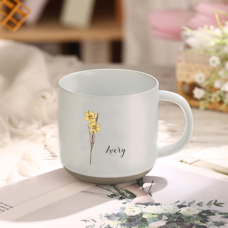 Personalized Ceramic Mug Gift For Mother Of The Bride & Groom, Mother's Day Gift For Mom, Birth Month Flower Mug, Mother of the Bride