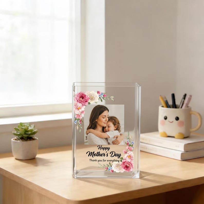 Personalized Photo Mom Acrylic Book Vase | Thank You For Everything Book Vase | Gift for Book Lovers, Home Decor, Mother's Day Gifts