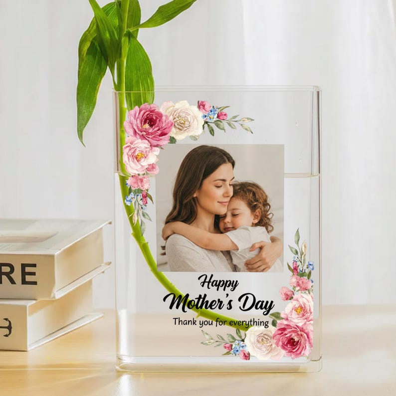 Personalized Photo Mom Acrylic Book Vase | Thank You For Everything Book Vase | Gift for Book Lovers, Home Decor, Mother's Day Gifts