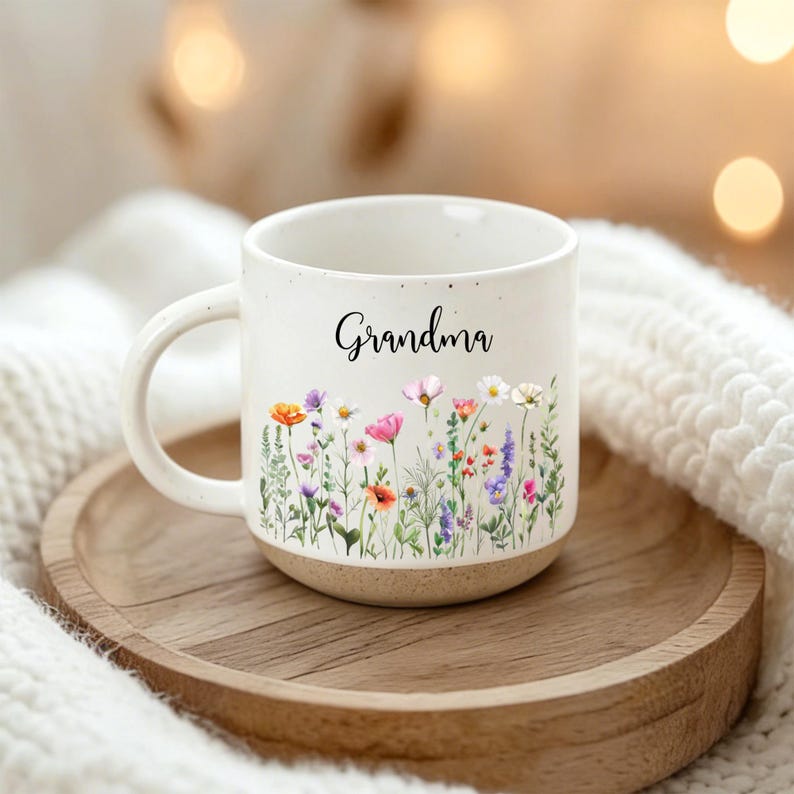 Personalized Grandma Wildflower Mug, Custom Grandma Coffee Mug, Mother s Day Gift, Gifts from Kids, Grandma Mug, Mothers Day Gift For Mom