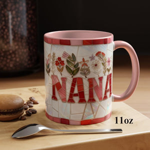 Stained Glass Effect Style NANA Mug, Gift For Mothers Day, Birthday, New Nana Grandma Gigi Present, Nana Reveal, Ceramic Coffee Cup 11oz or 15oz