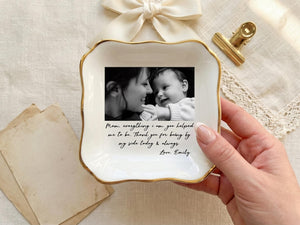 Custom Photo Mother of the Bride Jewelry Dish, Personalized Wedding Gift for Mom from Bride, Photo Ring Dish Keepsake, MOB Gift