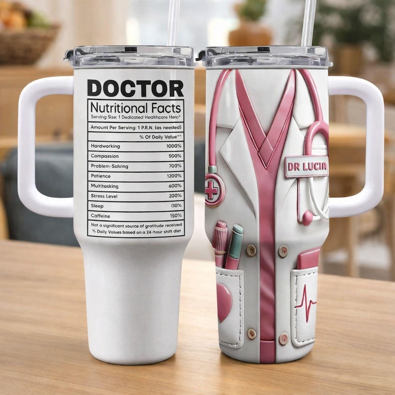Doctor Tumbler Personalized Doctor 40oz Tumbler with Handle, Custom Doctor Tumbler with Name, Doctor Appreciation Mug,Doctor Graduation Gift