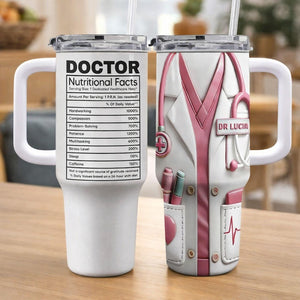 Doctor Tumbler Personalized Doctor 40oz Tumbler with Handle, Custom Doctor Tumbler with Name, Doctor Appreciation Mug,Doctor Graduation Gift