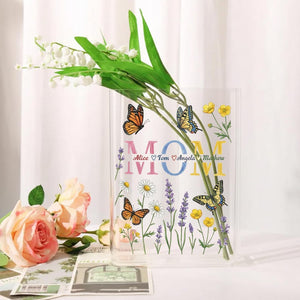 Custom Family Book Vase | Gift for Mom Grandma | Mom with Kids Names Hand Book Vase | Gift For Mother day