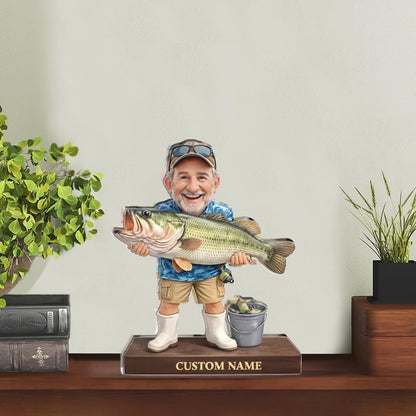 Personalized Fisherman Acrylic Figure Custom Photo Fishing Gift For Dad Father Day