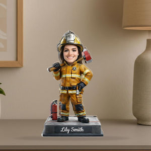 Personalized Firefighter Photo Standee Custom Hero Gift For Him Retirement Desktop Decor