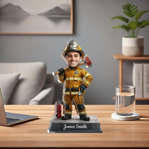 Personalized Firefighter Photo Standee Custom Hero Gift For Him Retirement Desktop Decor