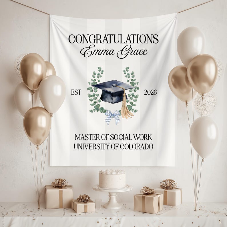 Custom Graduation Banner, Personalized 2026 Graduation Backdrop, Graduation Party Decorations, Class of 2026 Sign, Graduation Party Welcome