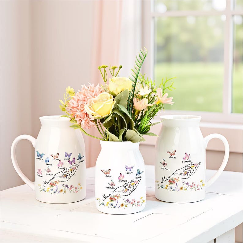 Personalized Mothers Day Gifts for Mum Flower Vase First Mothers Day Flower Vase Moms Gifts for Mama/Mum/Mummy, Mother's Day Gifts from Kids