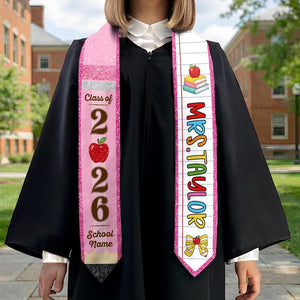 Custom Teachers Graduation Stole Class Of 2026, Teacher Graduation Stole 2026, Teacher Stole, Pencil Stole Graduation, Sash For Teacher