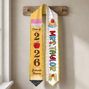Custom Teachers Graduation Stole Class Of 2026, Teacher Graduation Stole 2026, Teacher Stole, Pencil Stole Graduation, Sash For Teacher
