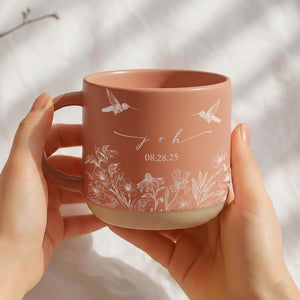 Custom Couples Initial Pottery Mug, Cute Butterfly Love Mug, Custom Couple Coffee Mug, Anniversary Gift, Gift For Her, Wedding Gift