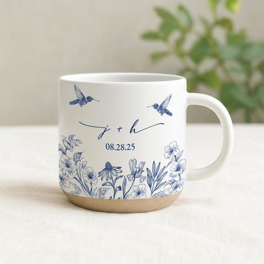 Custom Couples Initial Pottery Mug, Cute Butterfly Love Mug, Custom Couple Coffee Mug, Anniversary Gift, Gift For Her, Wedding Gift