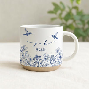Custom Couples Initial Pottery Mug, Cute Butterfly Love Mug, Custom Couple Coffee Mug, Anniversary Gift, Gift For Her, Wedding Gift