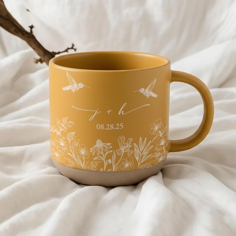 Custom Couples Initial Pottery Mug, Cute Butterfly Love Mug, Custom Couple Coffee Mug, Anniversary Gift, Gift For Her, Wedding Gift