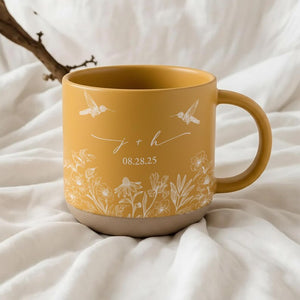 Custom Couples Initial Pottery Mug, Cute Butterfly Love Mug, Custom Couple Coffee Mug, Anniversary Gift, Gift For Her, Wedding Gift