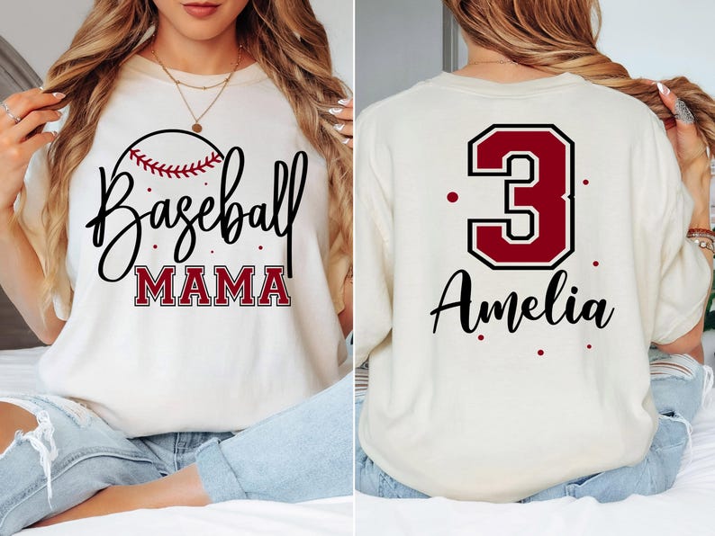 Baseball Mama Shirt, Personalized Baseball Mom Tee, Custom Back Number Shirt, Game Day Mama Top, Custom Name Tee