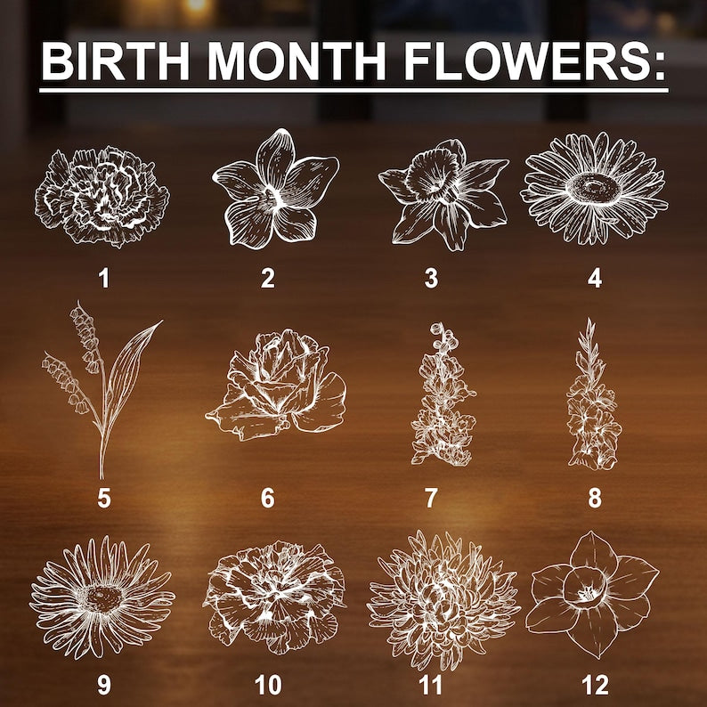 Custom Birth Month Flowers, Personalized Crystal Ball LED Night Light, 30th Bithday, New Chapter Gift Just Because Gift for Friend, Daughter