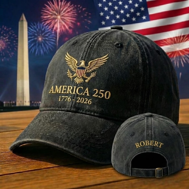 Custom Name America Anniversary 250 Hat 1776 2026, USA 250th Anniversary Embroidered Cap, Patriotic Baseball Hat, Semiquincentennial Gift, Veteran Cap