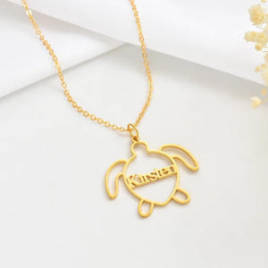Personalized Dainty Turtle Name Necklace Custom Sea Turtle Jewelry Unique Gift for Turtle Lovers Gold/Rose Gold/Silver, gift for her