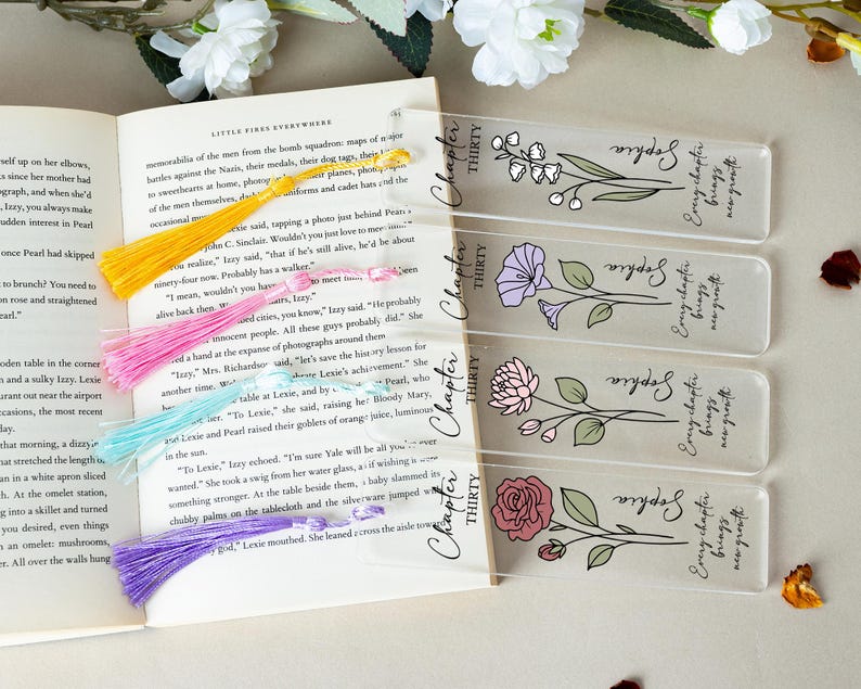 Birthday Gifts Bookmark, Personalized Birth Flower Bookmark for Her, Chapter 30, 30th Birthday Gift, Birth Year Bookmark