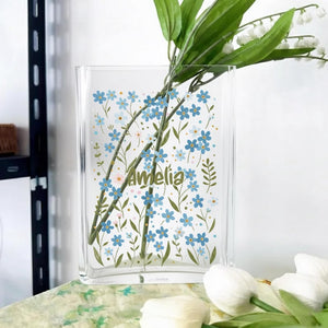 Personalized Forget Me Not Book Vase, Present For Mom, Grandma, Sympathy Gifts, Custom Name Mother day Book vase, Book Vase For Mom