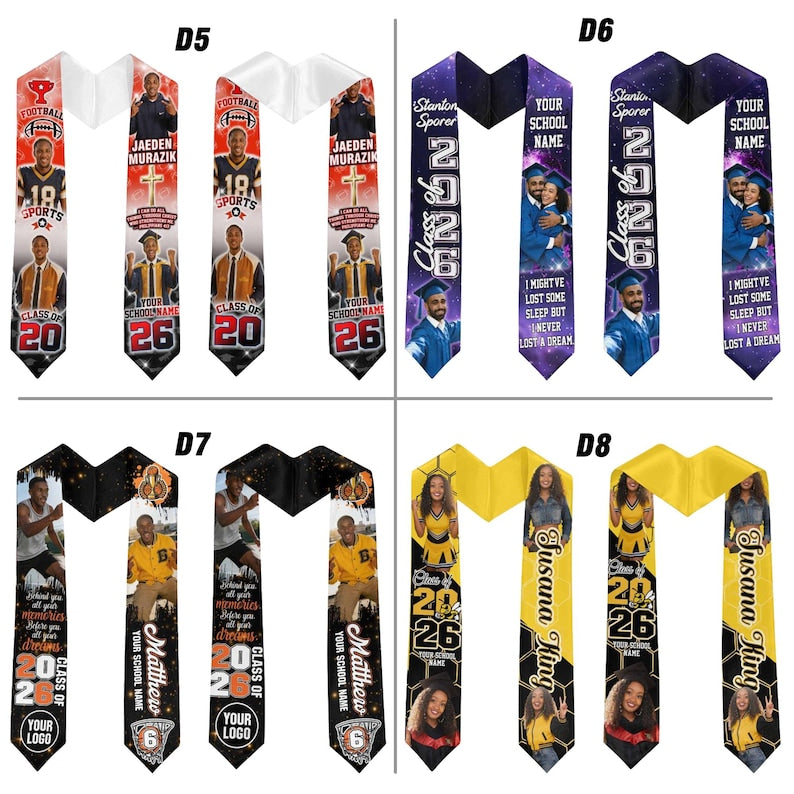 Custom Photo Graduation Stole: Personalized Class of 2026 Sash, Gift for Graduates