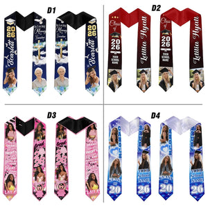 Custom Photo Graduation Stole: Personalized Class of 2026 Sash, Gift for Graduates