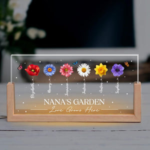 Personalized Grandma's Garden Night Light, Birth Month Flower LED Lamp, Mother's Day Gift, Unique Gift for Mum Grandma Gift, Gift from Kids