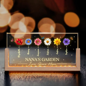 Personalized Grandma's Garden Night Light, Birth Month Flower LED Lamp, Mother's Day Gift, Unique Gift for Mum Grandma Gift, Gift from Kids