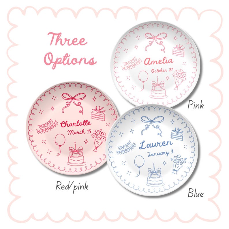 Personalized Custom Birthday Plate: Doodle Art Design, Keepsake Gift