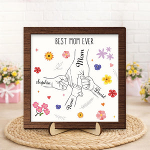 Personalized Family Name Sign,Mom Gift with Kids Name,Mum Mom Mommy Nana Mothers Day Gift,Holding Kids Hands Sign,Birthday Dad Parents Gift