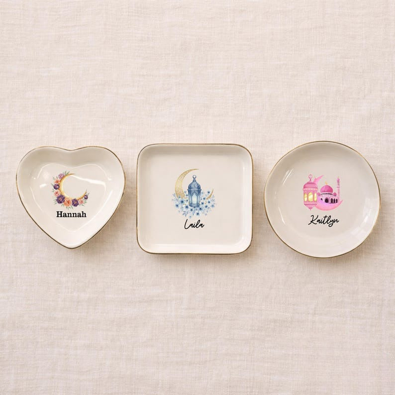 Personalized Ramadan Trinket Dish, Muslim Ring Dish, Eid Mubarak Jewelry Dish, Custom Ramadan Gifts, Eid Gifts for Her, Gift for Muslim