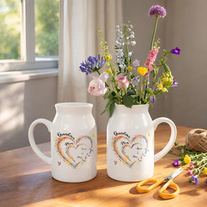 Custom Grandma Heart Flower Vase, Flower Vase for Nana, Vase with Kids Name, Mothers Day Gift, Gift from Grandkids, Grandma Vase, Mom Gift