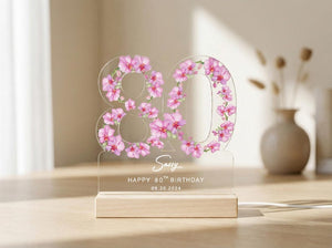 80th Birthday Gift for Grandma, Personalized Birthday Light Mom, Flower Decor, Mothers Day Gifts