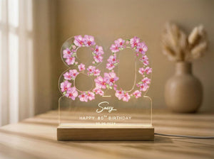 80th Birthday Gift for Grandma, Personalized Birthday Light Mom, Flower Decor, Mothers Day Gifts