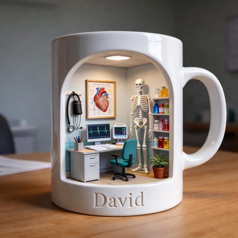 Personalized Doctor Mug, Custom Name Medical Office Coffee Cup, Med School Gift, Gift For Dad