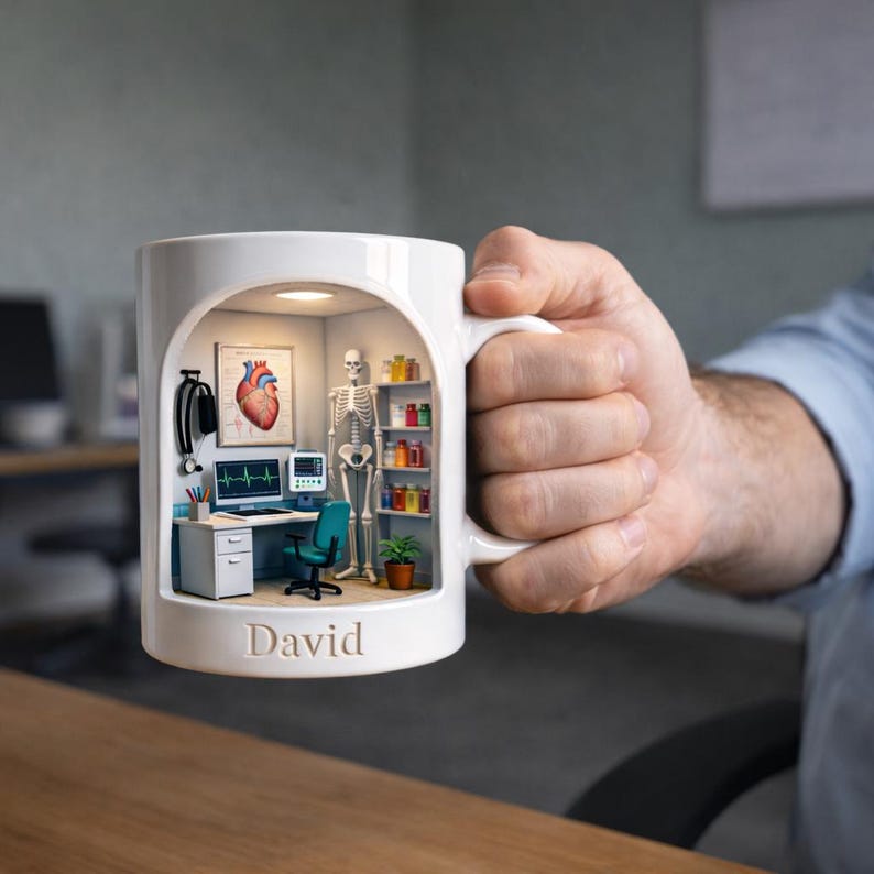 Personalized Doctor Mug, Custom Name Medical Office Coffee Cup, Med School Gift, Gift For Dad