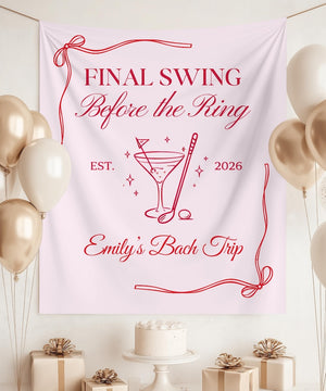 Final Swing Before the Ring Golf Bachelorette Banner, Custom Name Bach Trip Backdrop, Martini Golf Party Decor, Est 2026 Sign