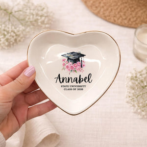 Personalized Graduation Trinket Dish, Custom School Ring Dish, Class of 2026 Gift, College Graduation Gift for Her, Masters Degree Ring Dish