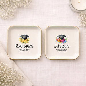 Personalized Graduation Trinket Dish, Custom School Ring Dish, Class of 2026 Gift, College Graduation Gift for Her, Masters Degree Ring Dish
