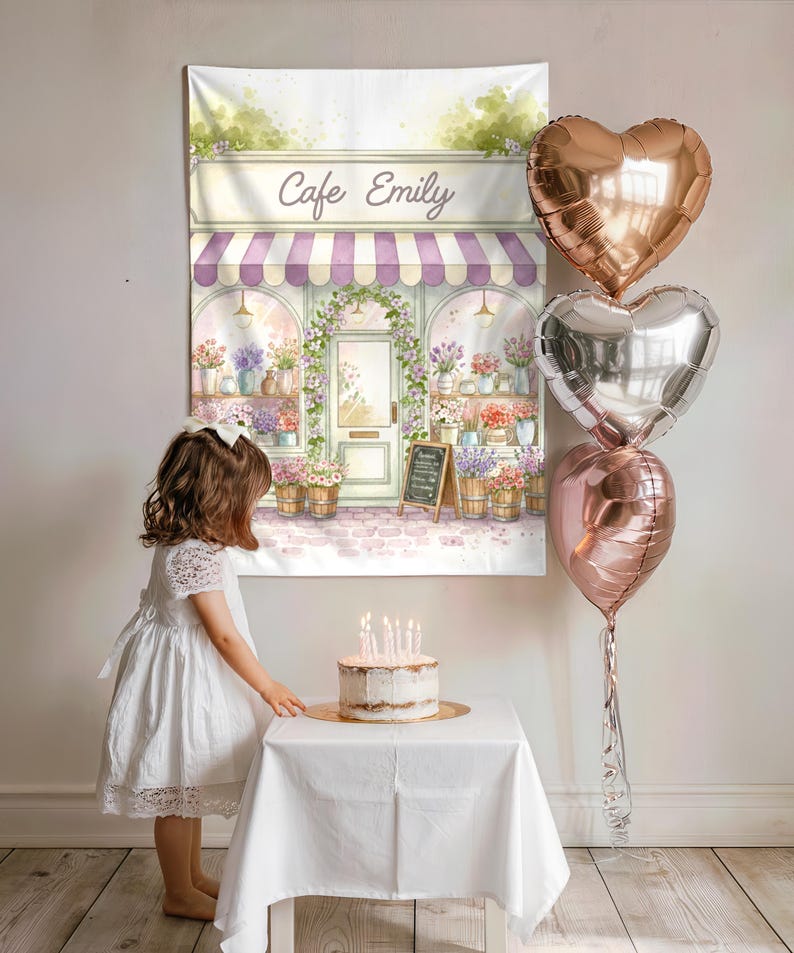 Paris Birthday Party Decorations, Paris Cafe Backdrop Tapestry, Personalized Paris Cafe Banner, French Cafe Birthday Decor, Patisserie Sign