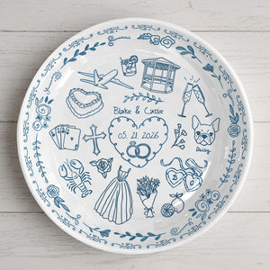 Personalized Anniversary Plate, Custom Love Story Timeline Ceramic Plate, Wedding Map Keepsake Gift for Couples, Engagement Wedding Decor