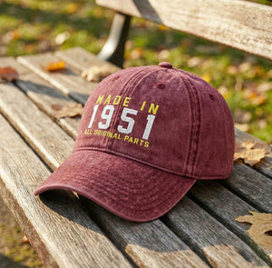 75th Custom Birthday Embroidered Hat Born in 1951 Headwear Gift Personalized Cotton Twill Cap